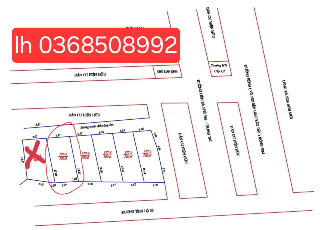 Bán đất 100m² ngang 7,27m giá 1.55 tỷ Xã Nội Bài