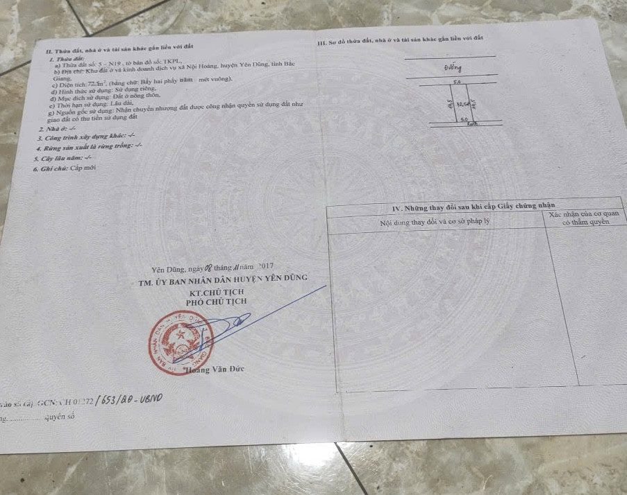 Chính chủ cần bán lô đất đẹp thuộc khu dịch vụ nội Hoàng, Bắc giang. DT 72.5m2, ngang 5. Giá 2tỷ6