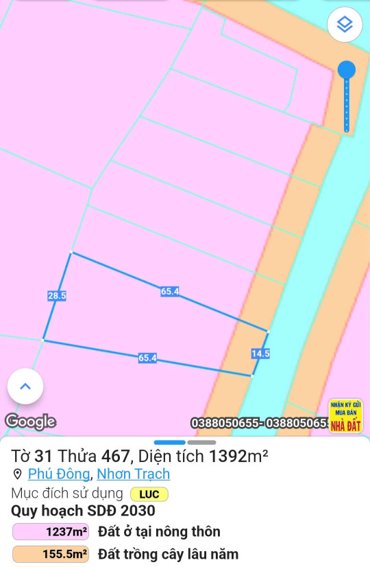 Bán đất 1391.8m² 5.2 tỷ tại Xã Phú Đông Huyện Nhơn Trạch