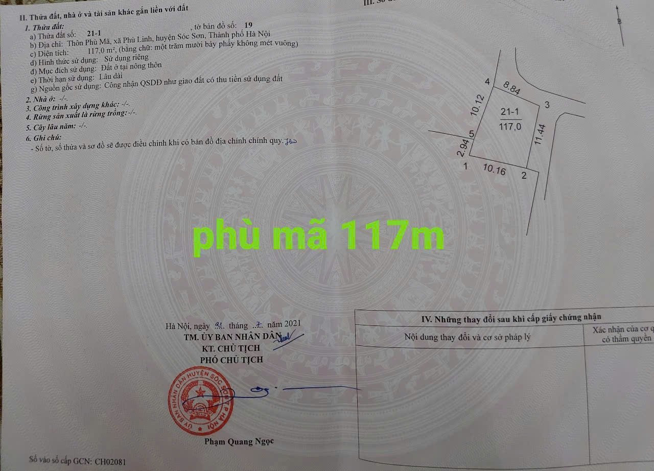 Bán đất 117m² ngang 8.84/10m giá 3.5 tỷ tại Xã Phù Linh Huyện Sóc Sơn