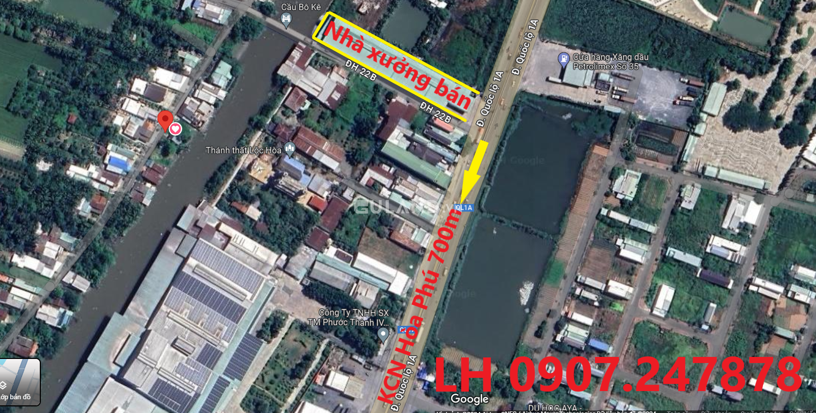 Bán nhà xưởng 2 mặt tiền, đường QL1A giáp KCN Hòa Phú, Long Hồ, Vĩnh Long