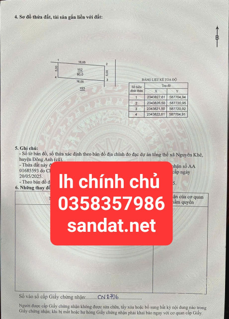 Bán đất 80m² ngang 5m giá 5.7 tỷ Xã Phúc Thịnh