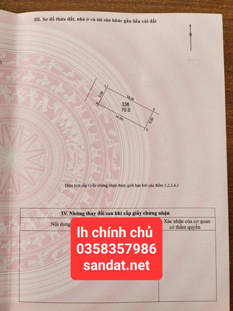 Bán đất 70m² ngang 5m giá 5.25 tỷ Xã Phúc Thịnh
