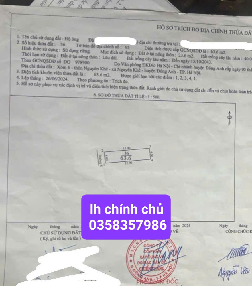 Bán đất 63.6m² ngang 4m giá 4.83 tỷ Xã Phúc Thịnh