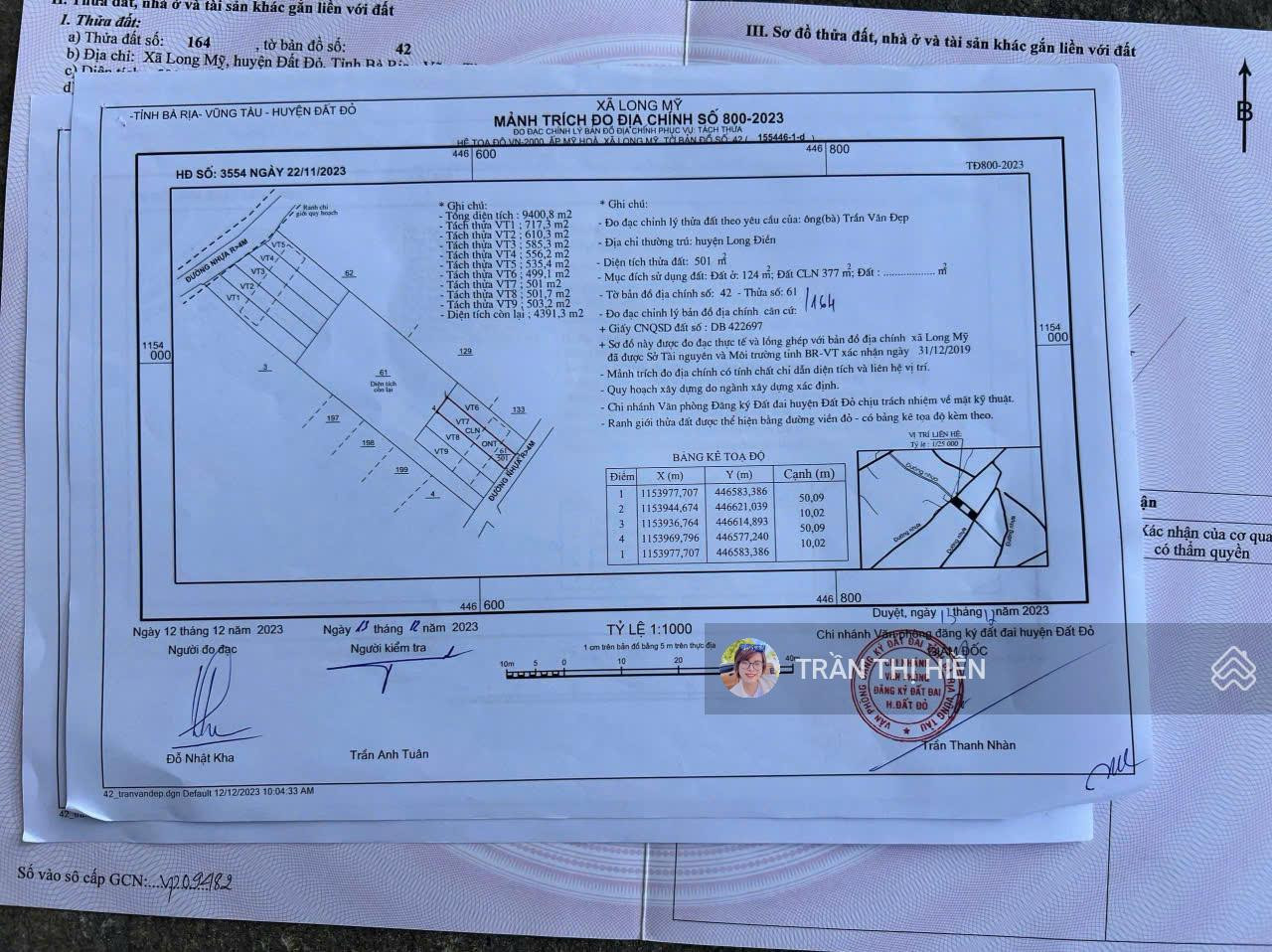Bán đất 500m² ngang 10m giá 3.2 tỷ Xã Phước Hải