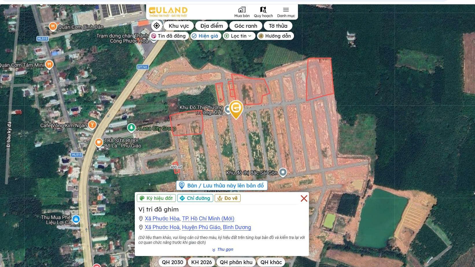Bán đất 80m² có sẵn 75m² thổ cư ngang 5m giá 800 triệu tại Xã Phước Hòa