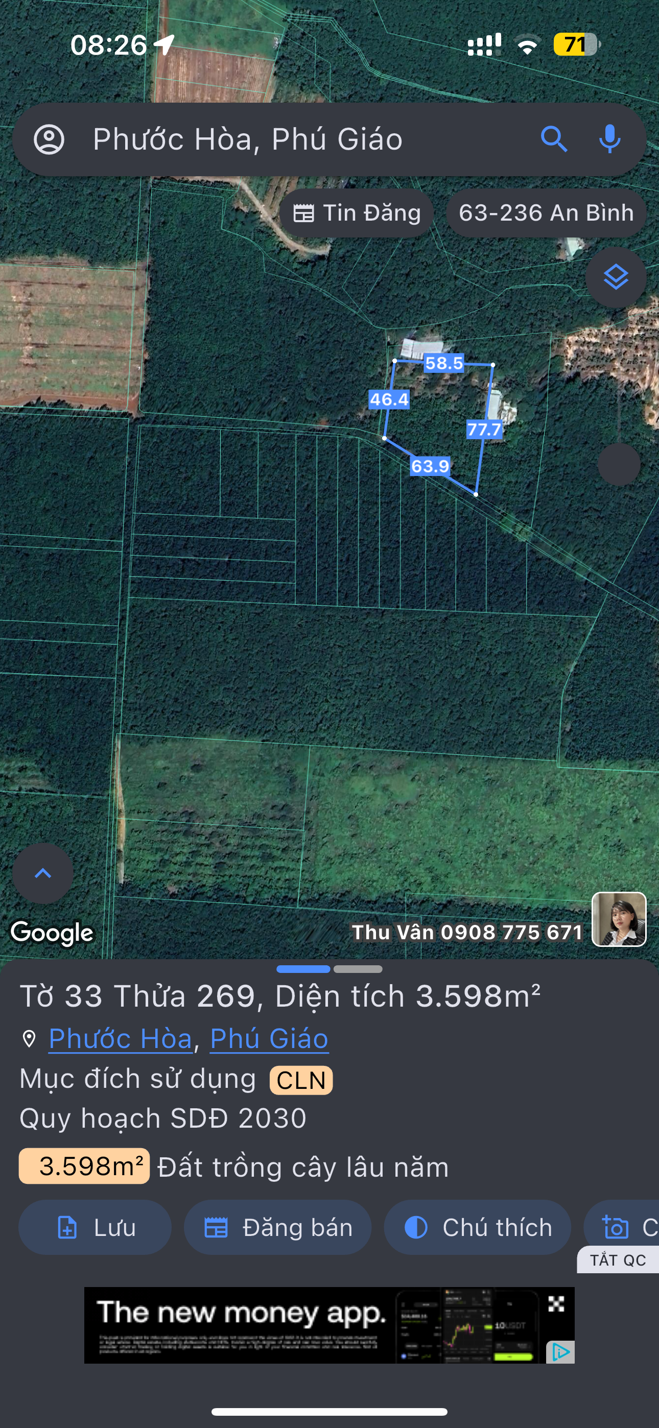 Bán đất 60m mặt tiền đường đất xã phước hoà gần DH 514