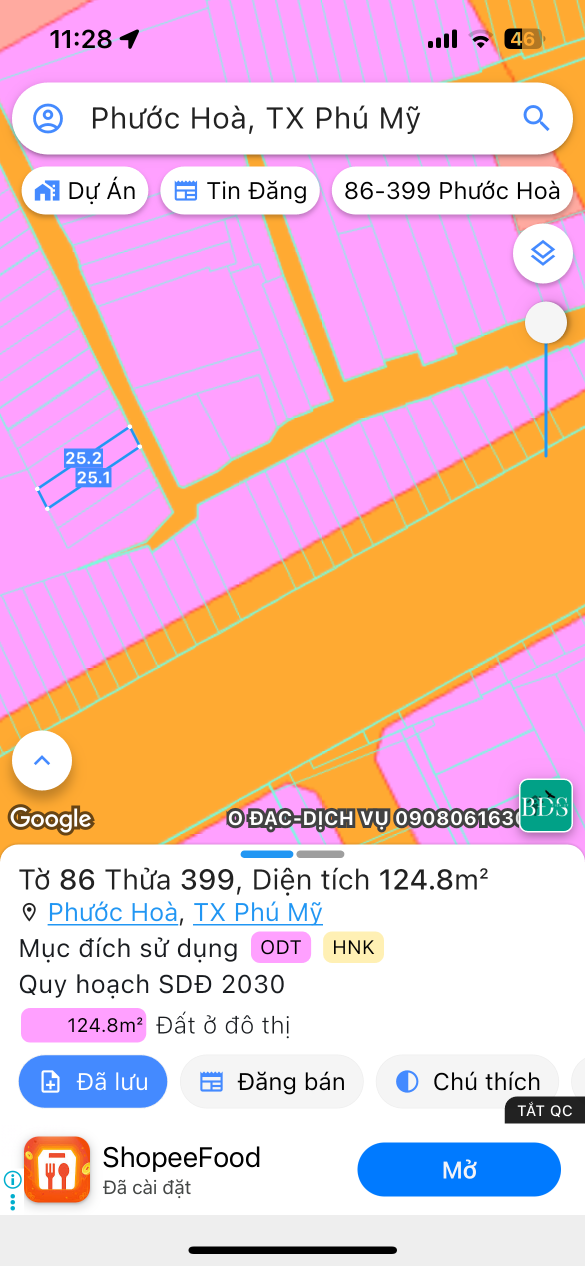 Cần bán đất gần khu công nghiệp Phú Mỹ 3