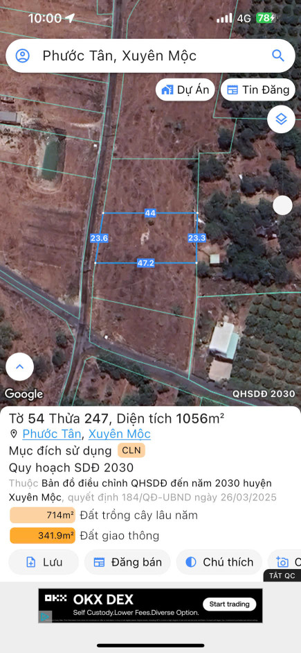 chính chủ bán lô đất nhà vườn xã hồ tràm hồ chí minh