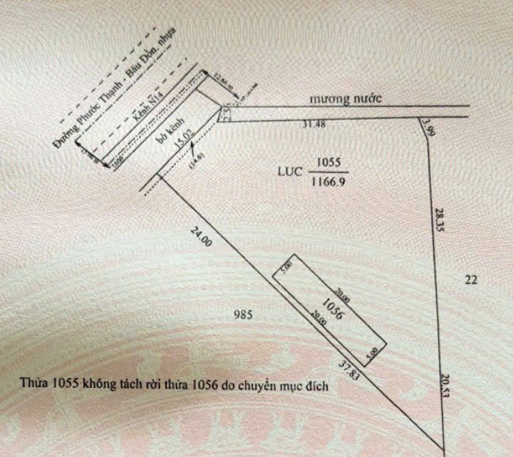 Bán đất 1000m² có sẵn 100m² thổ cư ngang 15m giá 1.5 tỷ tại Xã Phước Thạnh