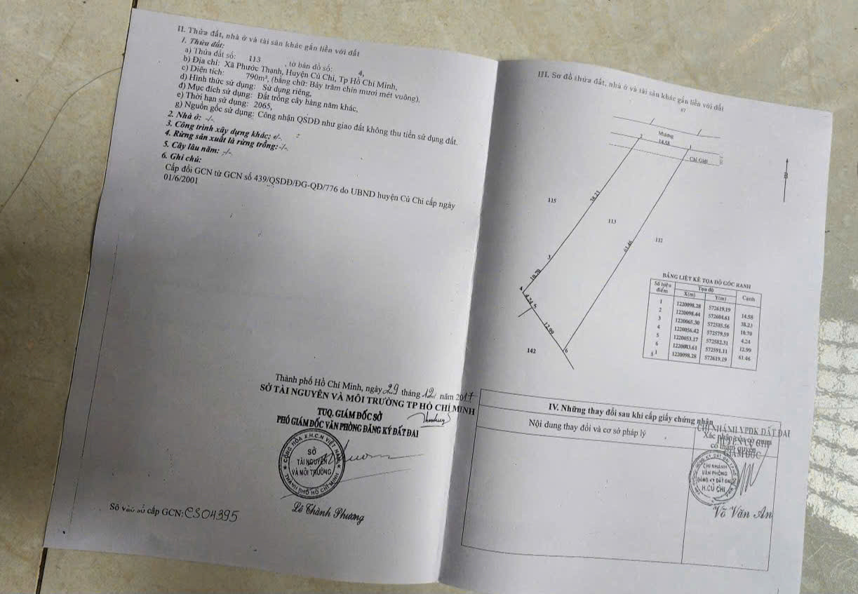 (S603) Đất 1/ Võ Văn Điều, Phước Thạnh, dt 790m2, chưa thổ, giá chốt 800tr