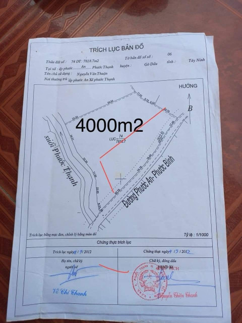 Bán đất 4000m² 3.6 tỷ tại Xã Phước Thạnh Huyện Gò Dầu