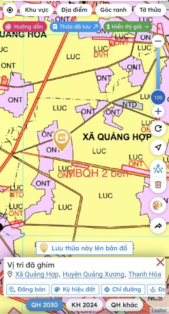 Bán lô đất thổ cư Quảng Hợp- Quảng Xương