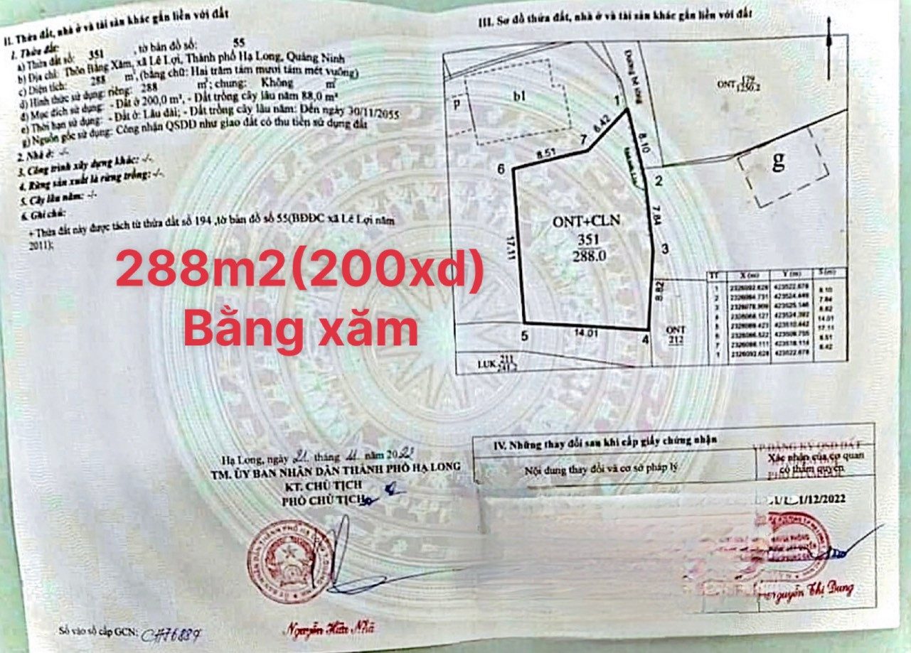 ĐẤT THỔ CƯ XÃ LÊ LỢI - TP HẠ LONG