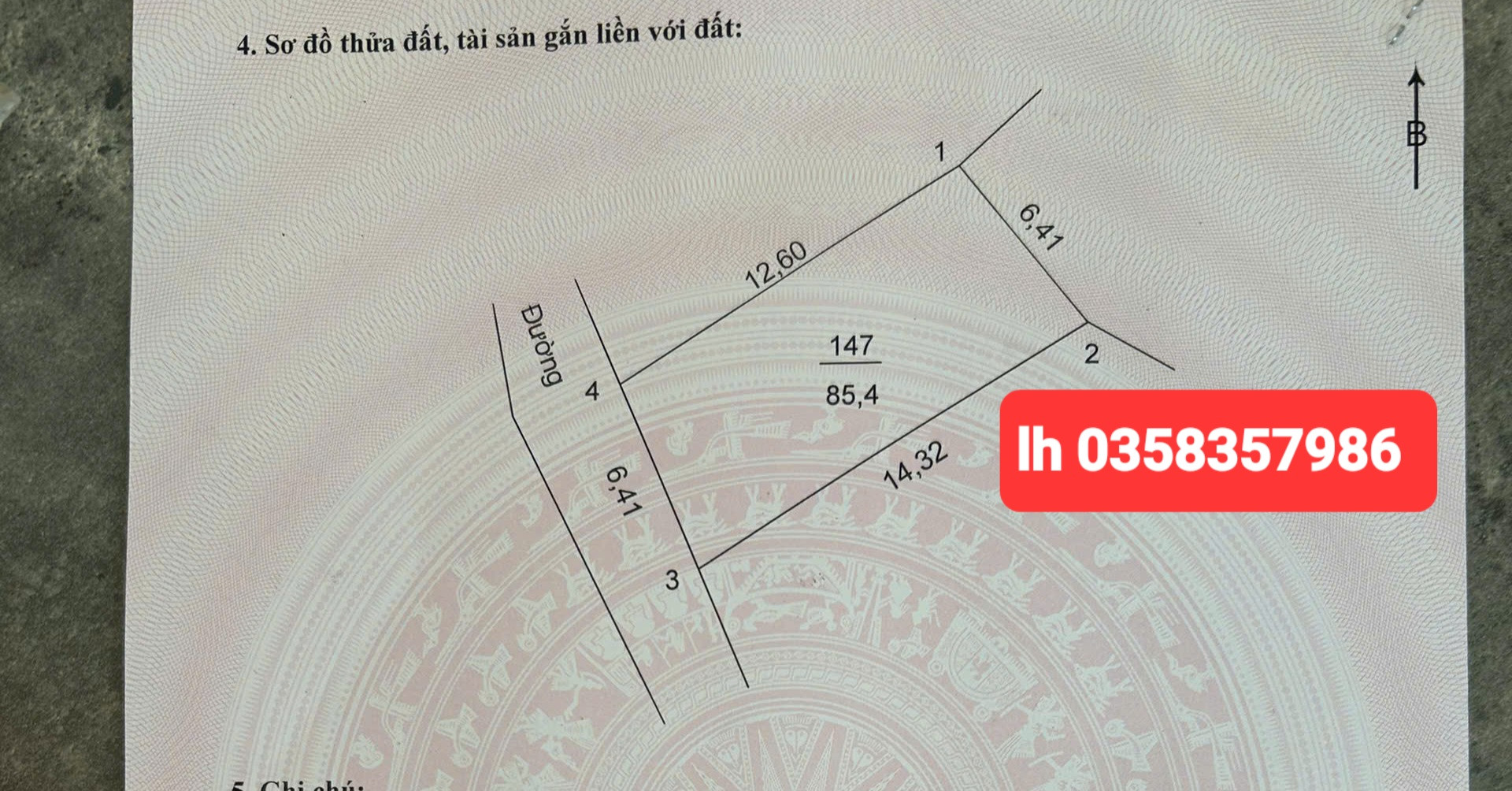 Bán đất 85.4m² ngang 6.41m giá 2.93 tỷ Xã Quang Minh