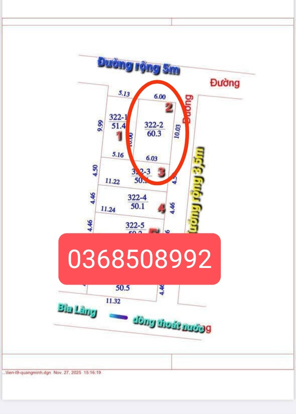 Bán đất 60m² ngang 6m giá 3.9 tỷ Xã Quang Minh