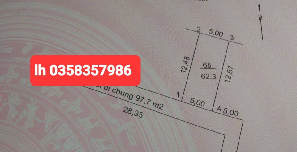 Bán đất 62.3m² ngang 5m giá 2.27 tỷ Xã Quang Minh