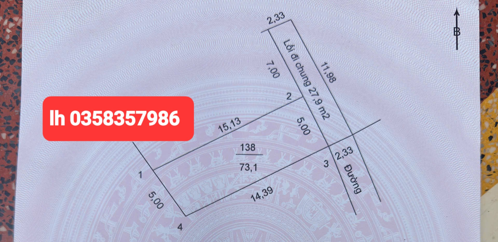 Bán đất 73.1m² ngang 5m giá 2.56 tỷ Xã Quang Minh