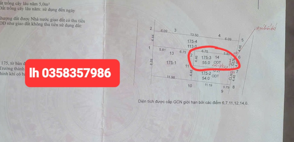 Bán đất 52.9m² ngang 4.46m giá 3.37 tỷ Xã Quang Minh