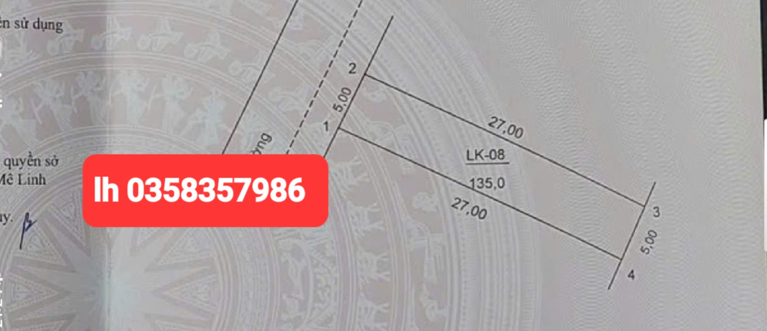 Bán đất 135m² ngang 5m giá 18 tỷ Xã Quang Minh