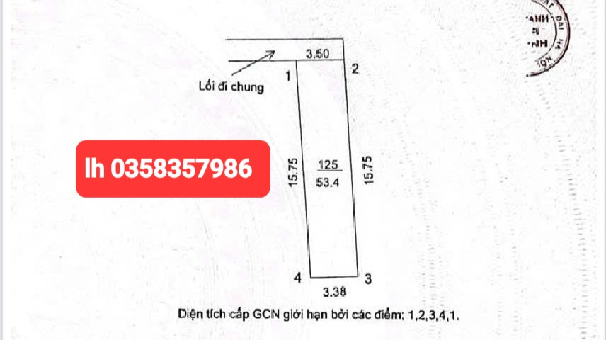 Bán đất 53.4m² ngang 3.5m giá 3 tỷ Xã Quang Minh