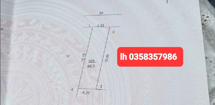 Bán đất 68.3m² ngang 4.22m giá 4.3 tỷ Xã Quang Minh
