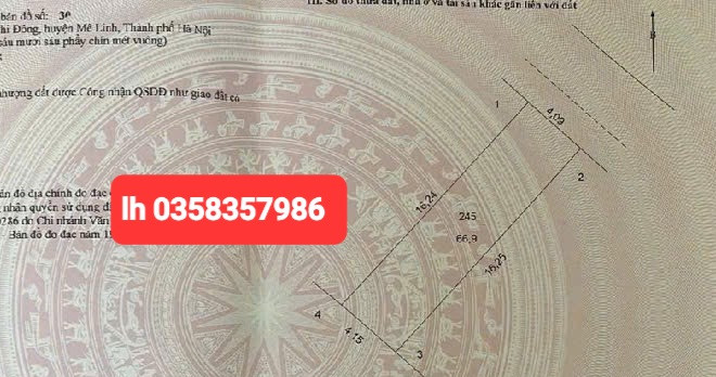 Bán đất 66.9m² ngang 4.15m giá 6.7 tỷ Xã Quang Minh