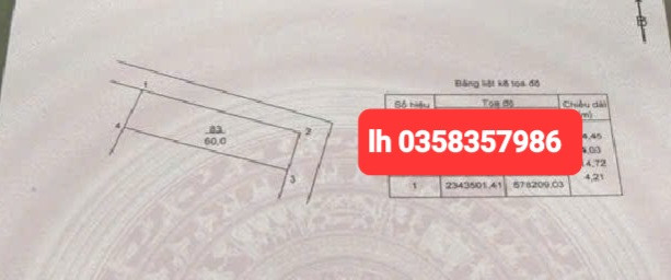 Bán đất 60m² ngang 4m giá 3.2 tỷ Xã Quang Minh