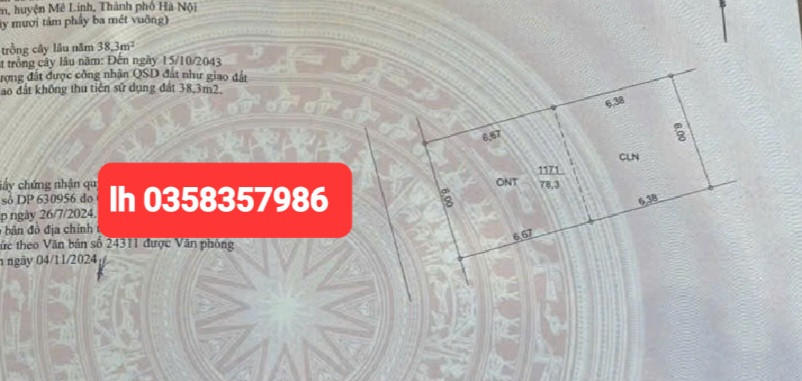 Bán đất 78.3m² ngang 6m giá 3.9 tỷ Xã Quang Minh