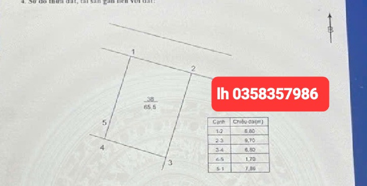 Bán đất 65.5m² ngang 6.8m giá 4.9 tỷ Xã Quang Minh