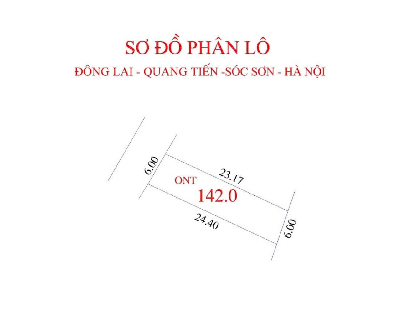 Bán đất 142m² ngang 6m giá 3.5 tỷ tại Xã Quang Tiến Huyện Sóc Sơn