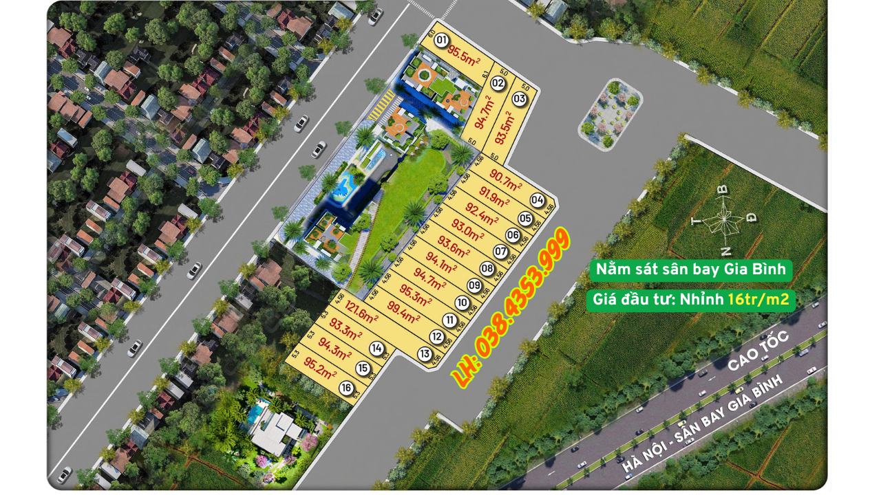 Bán đất sân bay Gia Bình (Bắc Ninh) - 95.2m2 - giá 1,55 tỷ