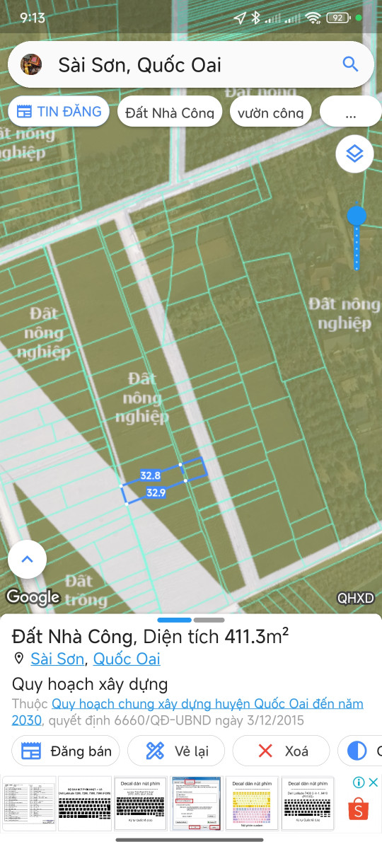 Bán đất 401m² tại Xã Sài Sơn Huyện Quốc Oai
