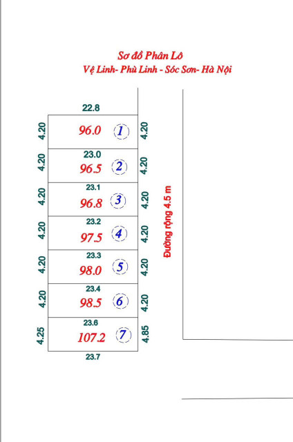 Bán đất 98m² ngang 4.20m giá 1.68 tỷ Xã Sóc Sơn