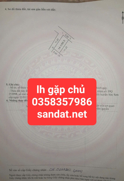 Bán đất 56m² ngang 5m giá 3.2 tỷ Xã Sóc Sơn