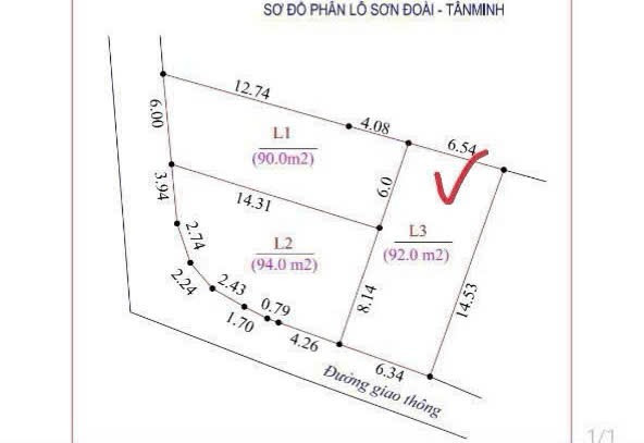 Bán đất 92m² ngang 6.34m giá 1.55 tỷ Xã Sóc Sơn