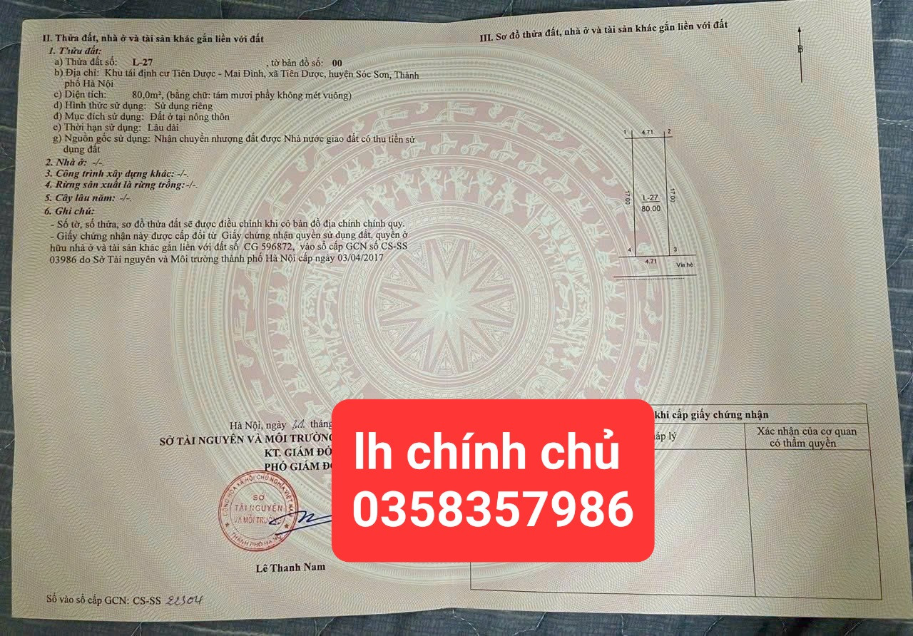 Bán đất 80m² ngang 4.71m giá 6.38 tỷ Xã Sóc Sơn