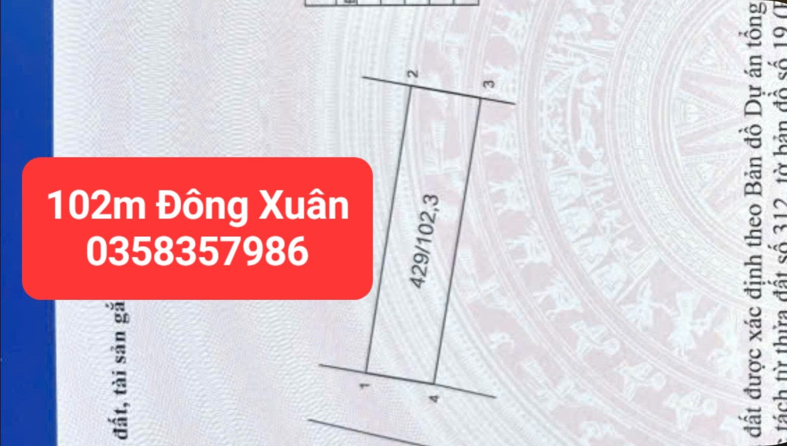 Bán Đất 102m² thổ cư 102m² giá 2.8 tỷ tại Xã Sóc Sơn Hà Nội