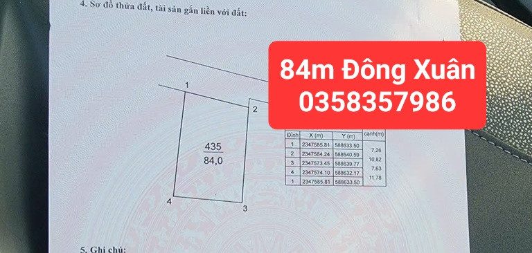 Bán Đất 84m² thổ cư 84m² giá 2.6 tỷ tại Xã Sóc Sơn Hà Nội