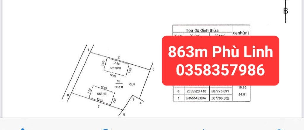 Bán Đất 863m² thổ cư 180m² giá 15.5 tỷ tại Xã Sóc Sơn Hà Nội
