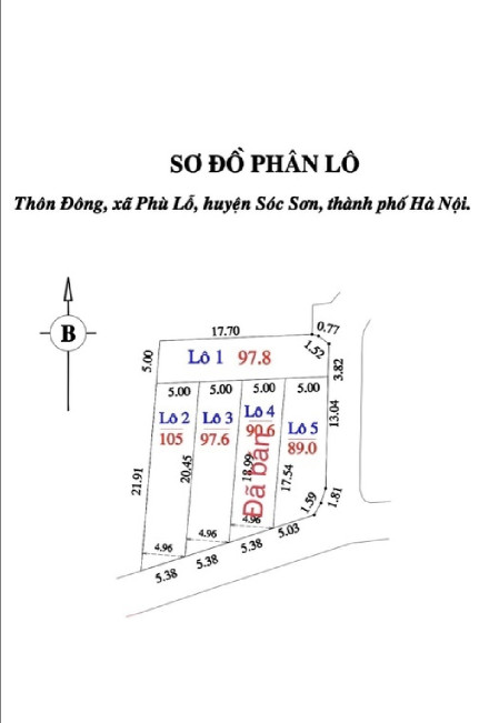 Bán đất 89m² ngang 5.3m giá 5.6 tỷ Xã Sóc Sơn