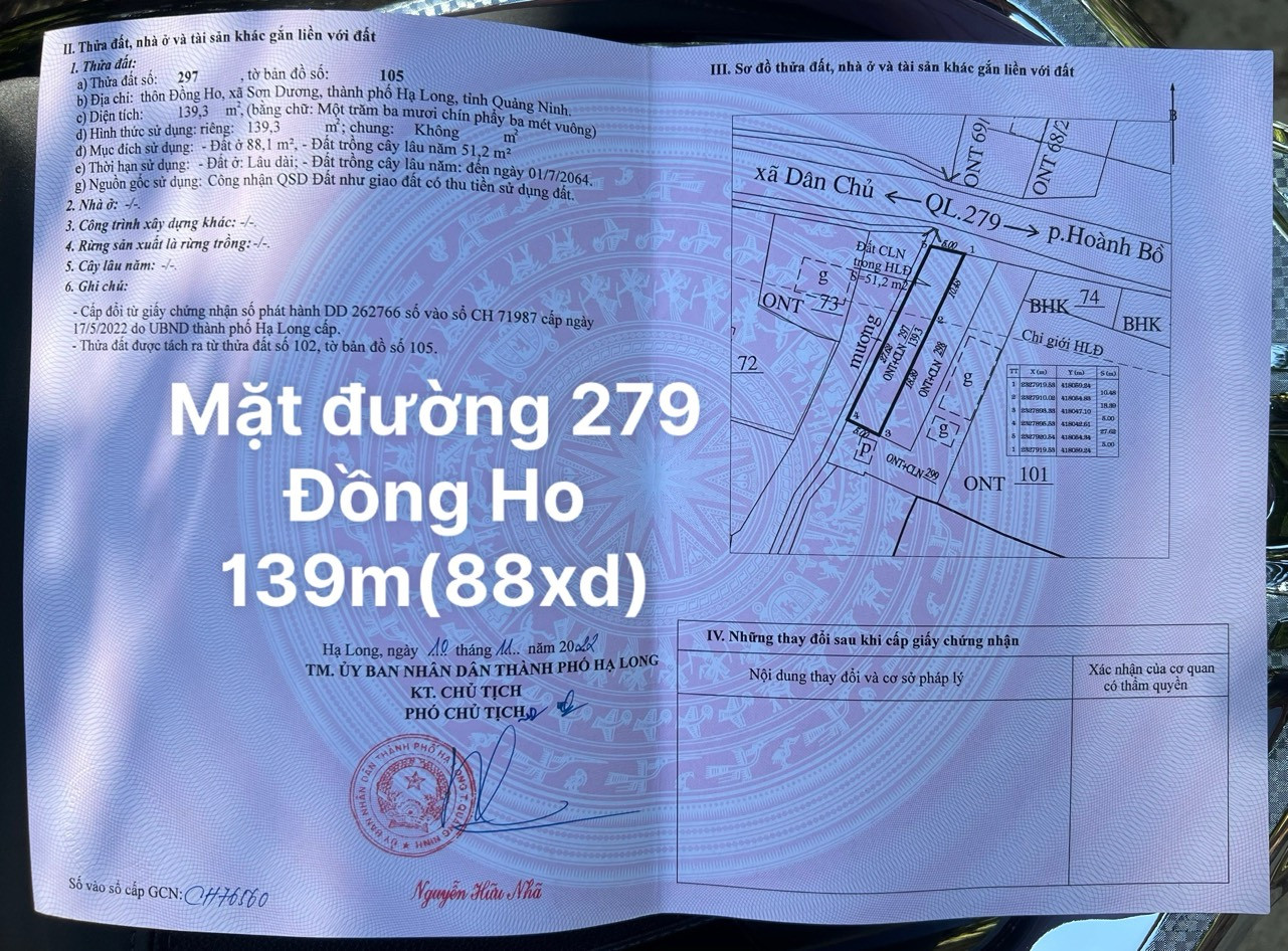 ĐẤT MẶT ĐƯỜNG QUỐC LỘ 279