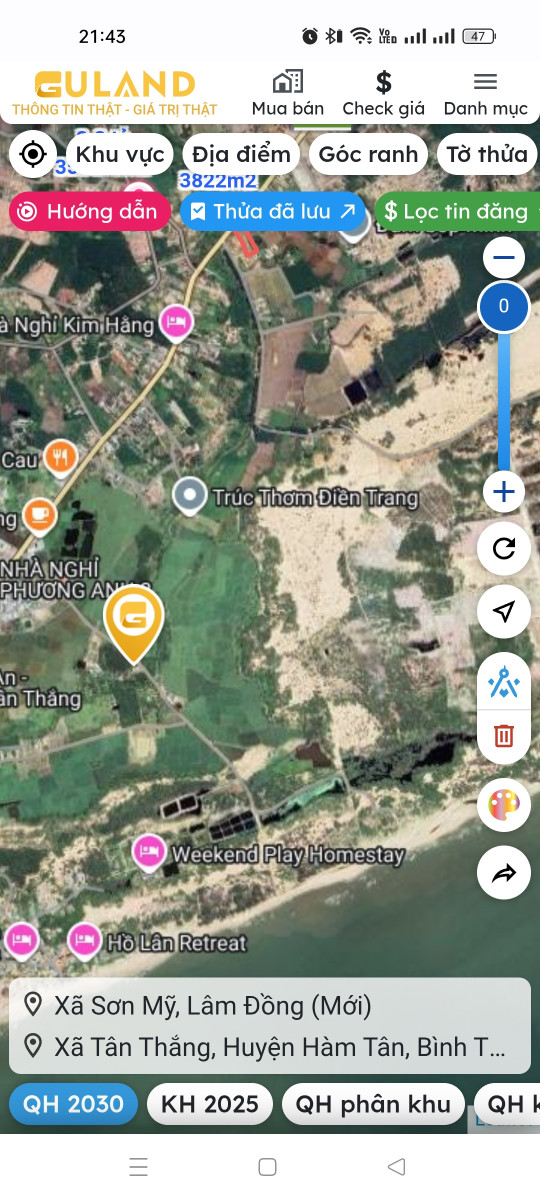 Bán đất 16099m² ngang 195m giá 16.4 tỷ Xã Sơn Mỹ