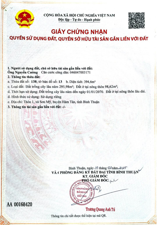 Bán đất 397m² 3 tỷ tại Xã Sơn Mỹ Huyện Hàm Tân