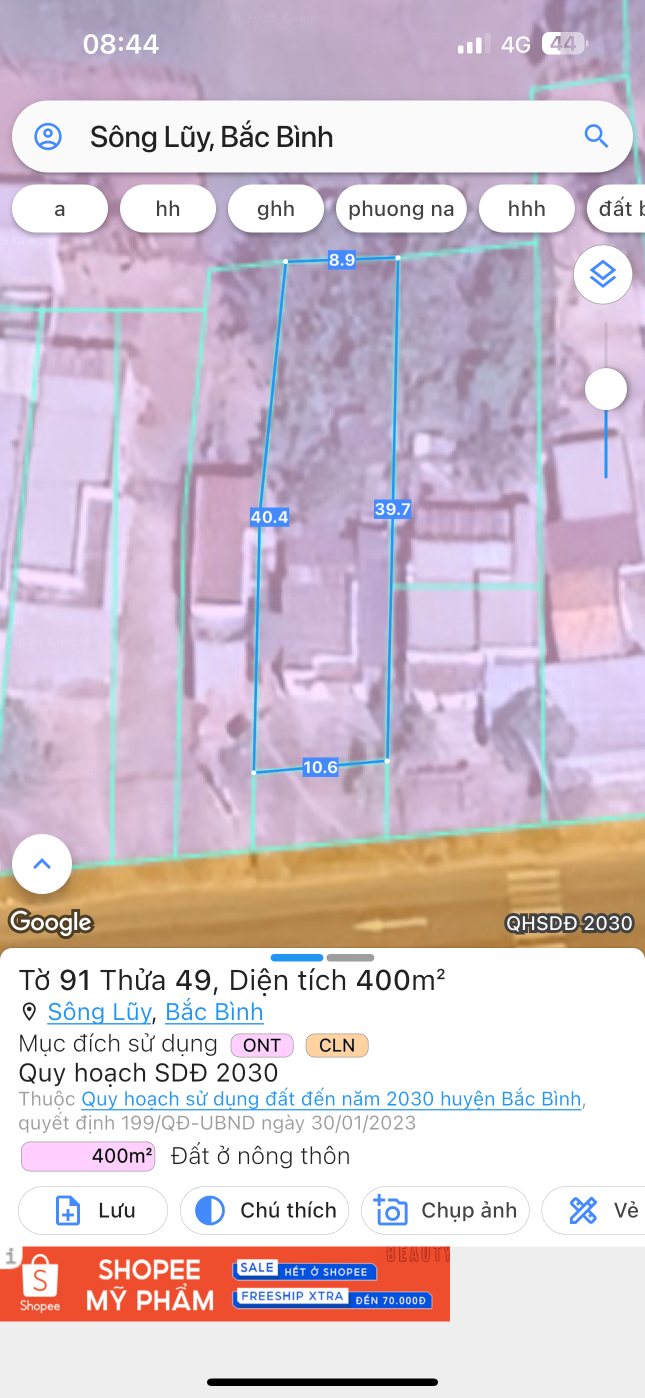 Bán miếng  đất 464m² mặt tiêng QL1A 4.74 tỷ tại Xã Sông Lũy Huyện Bắc Bình