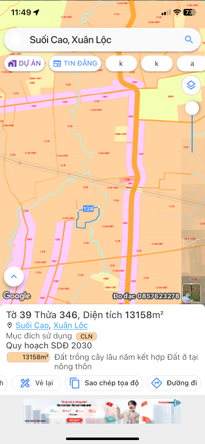 Bán đất 13157.9m² 5.2 tỷ tại Xã Suối Cao Huyện Xuân Lộc