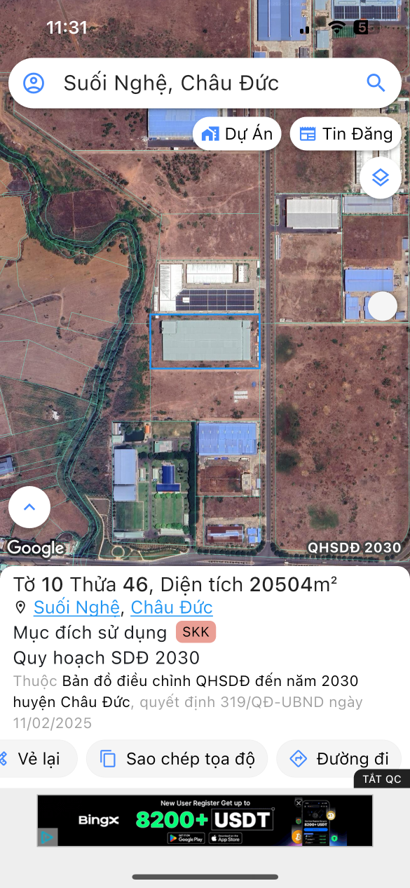 Bán đất SKC BÀ RỊA VŨNG TÀU:20504.3m² ngang 101m giá 95 tỷ tại Xã Suối Nghệ Huyện Châu Đức