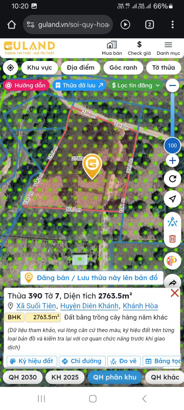 Bán đất 2500m² giá 5.1 tỷ tại Xã Suối Tiên Huyện Diên Khánh