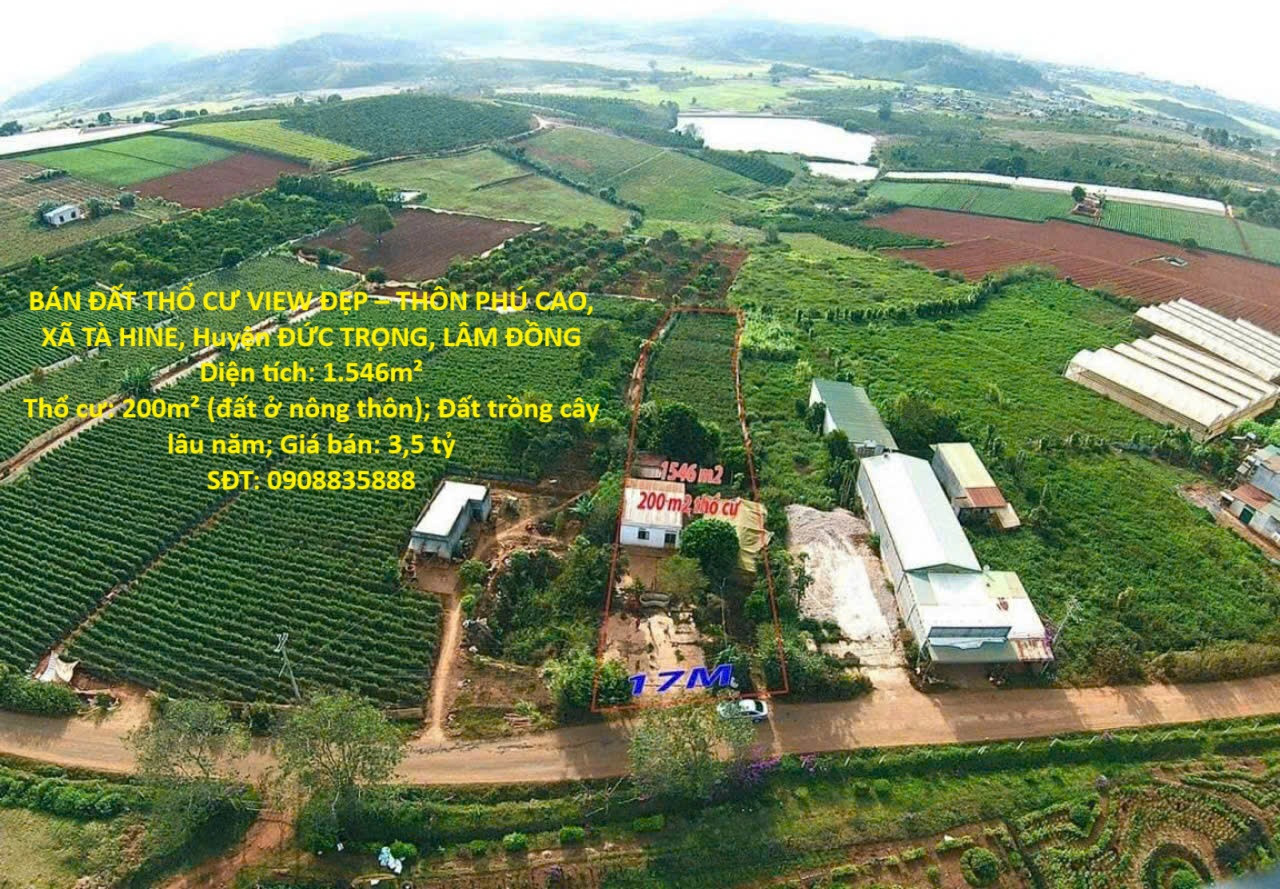 BÁN ĐẤT THỔ CƯ VIEW ĐẸP – THÔN PHÚ CAO, XÃ TÀ HINE, Huyện ĐỨC TRỌNG, LÂM ĐỒNG