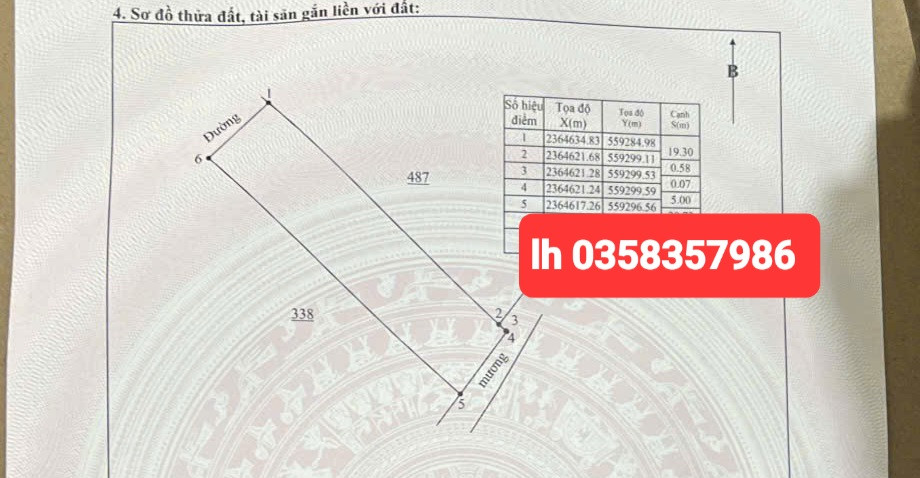 Bán đất 103.65m² ngang 5m giá 2 tỷ Xã Tam Dương